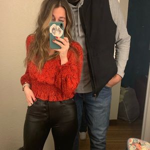 Lush cropped blouse, red with snap in front, size small